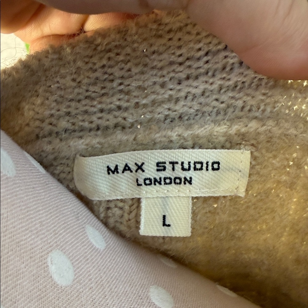 Max Studio Light Tan Ribbed Cardigan D3 - Picture 2 of 3